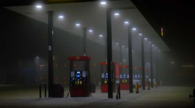 Foggy Gas Station