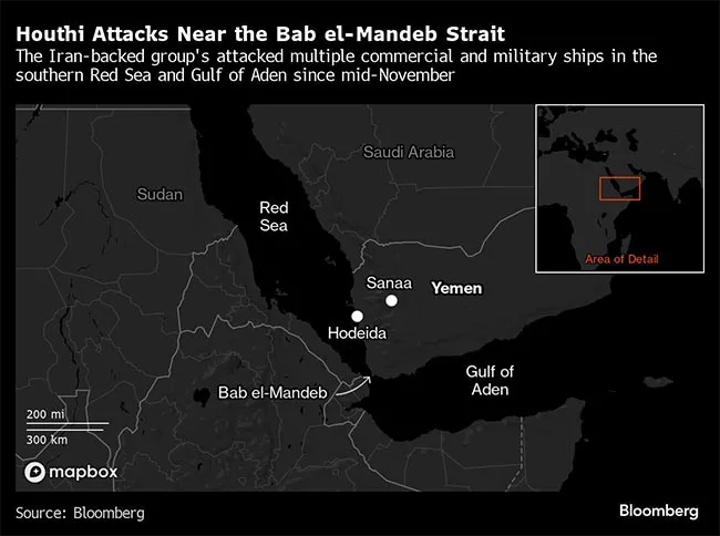 Houthi attacks map