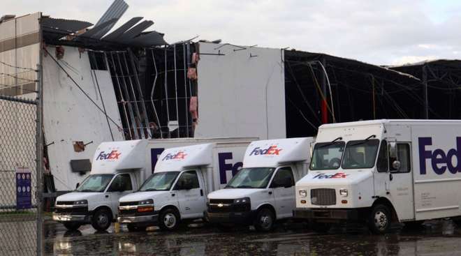 FedEx facility damaged by tornadoes in Michigan